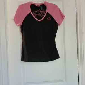 Pink and black Harley shirt
